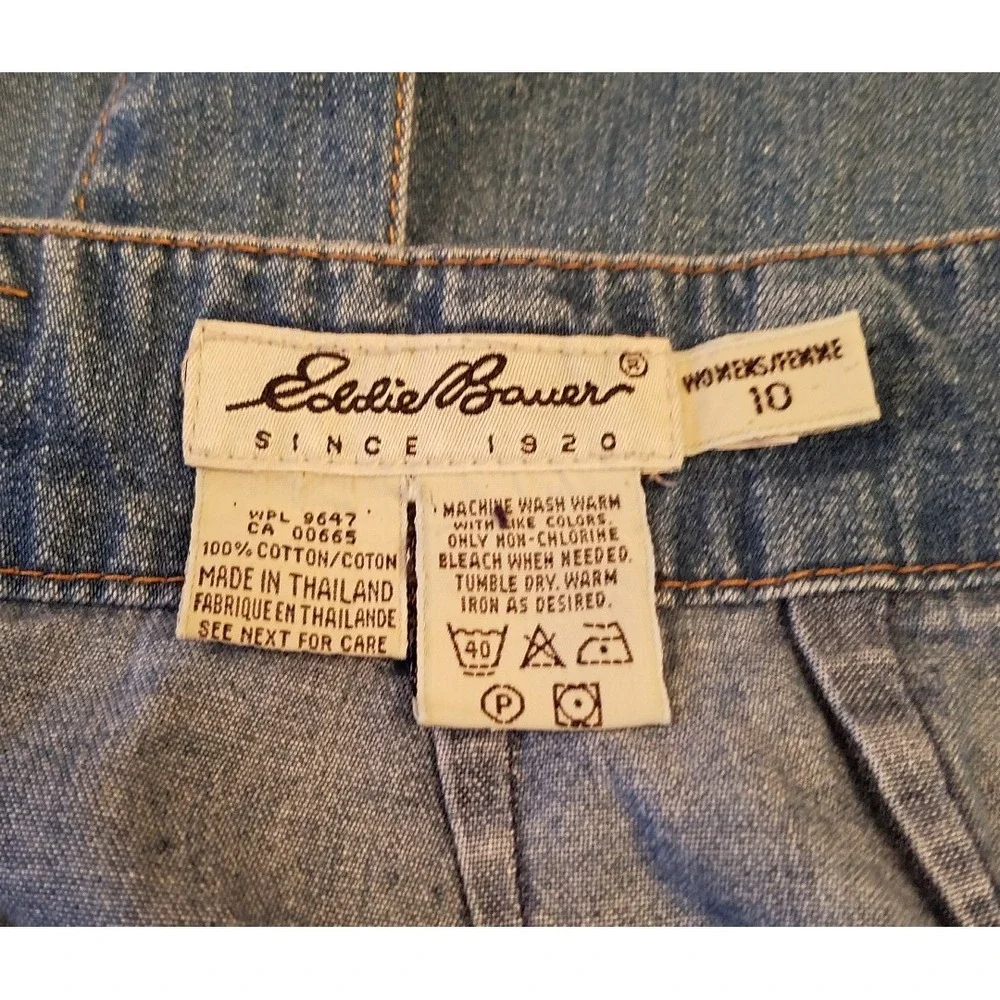 Eddie Bauer Denim  Skirt Size 10  Long Maxi Modest Blue Back Slit‎